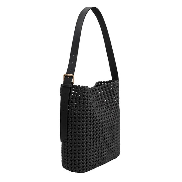 Melie Bianco Celine Large Black Nylon Mesh Tote - Picture 4 of 9
